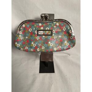 Leather Floral Frame Clutch Kisslock Wallet Purse Multicolor Vintage Style